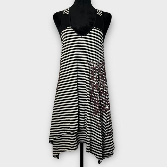 Harley Davidson stripe dress with cool graphic and asymmetric hem - Picture 1 of 8